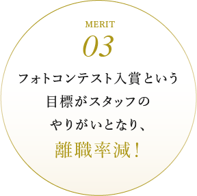 フォトコンテスト入賞という目標がスタッフのやりがいとなり、離職率減！